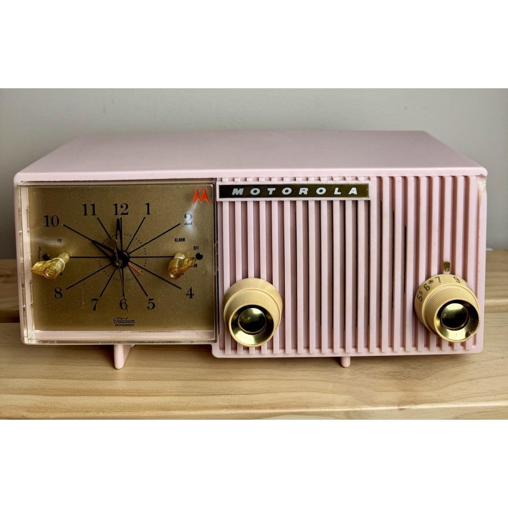 VTG Pricilla Pink Motorola 57CF Alarm Clock AM Radio 1950s Sputnik Retro Works - Picture 13 of 13
